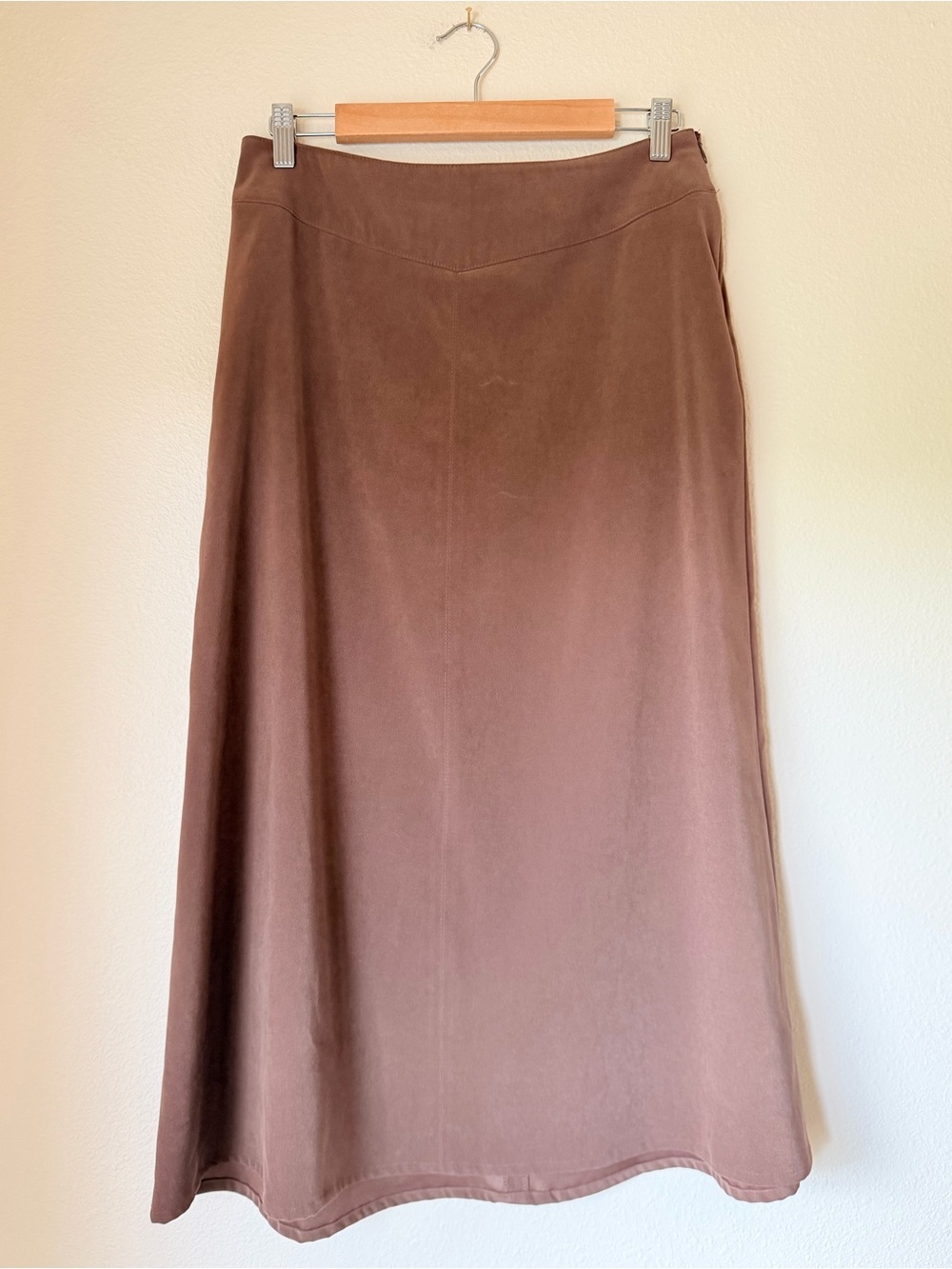 Talbots Brown Faux Suede A-Line Maxi Skirt, Size 14